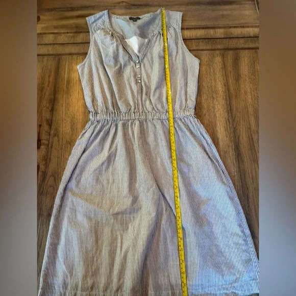 Lilla P Split Neck Striped Sleeveless Lined Cotton Shirt Dress Women’s S Midi - Picture 11 of 14